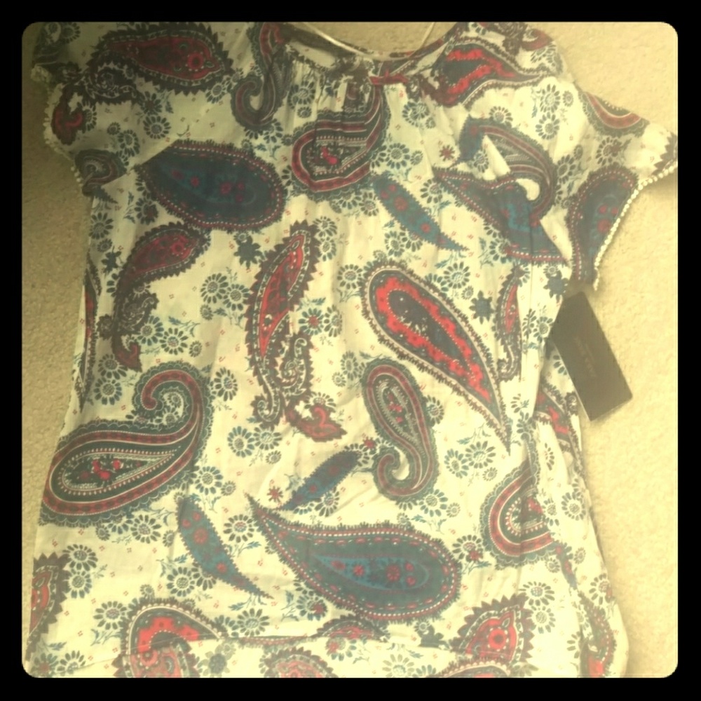 NWT Zara Paisley Peasant Top